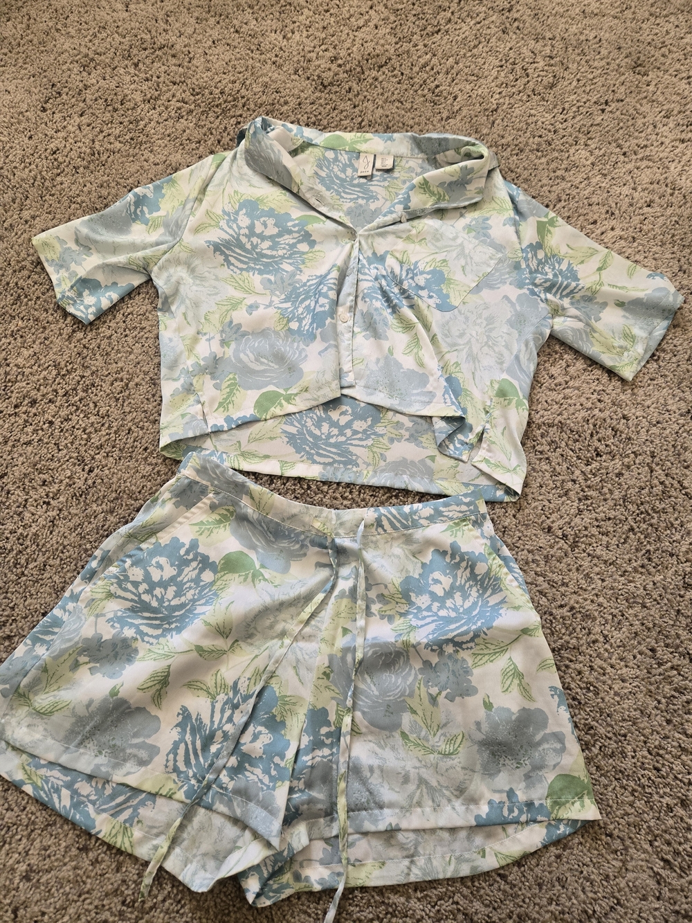 Silk Floral Short Pajama Set